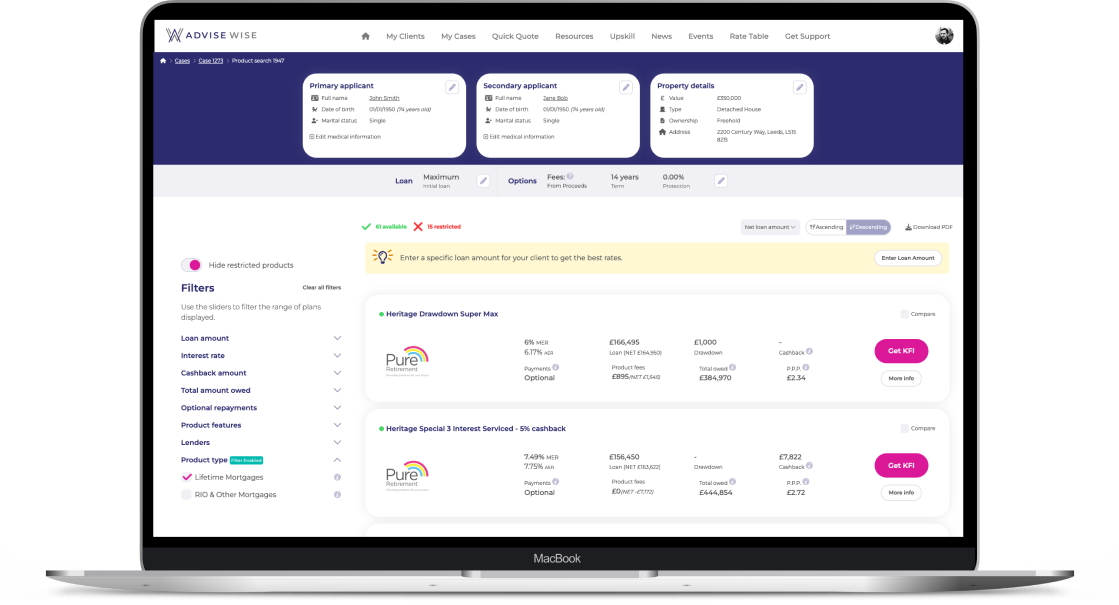 Image of a laptop and smartphone showing the Advise Wise dashboard